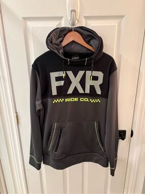 FXR Racing Men's Gray & Black Pullover Hoodie with Neon Accent